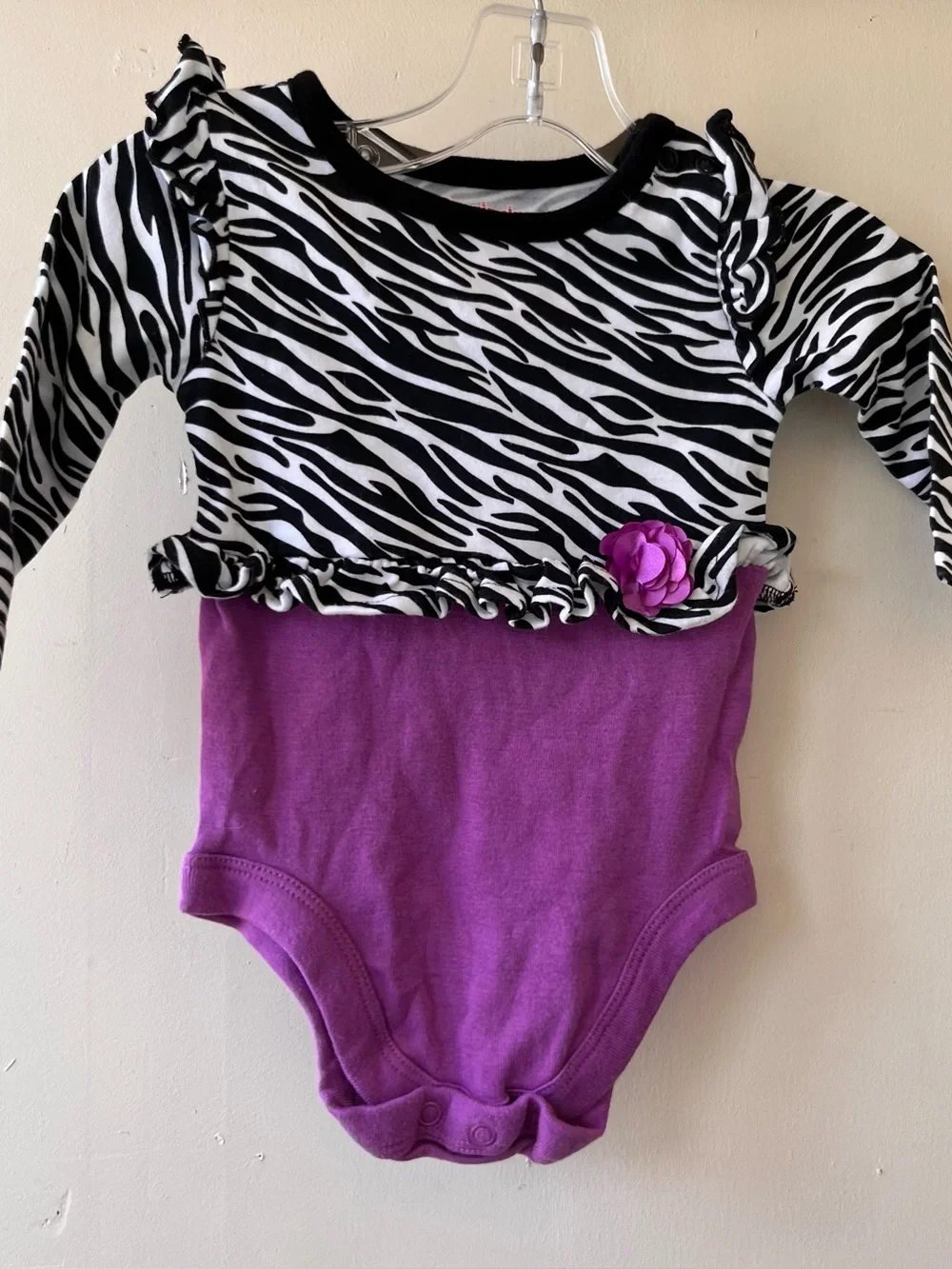 Garanimals Zebra Print Black & White Top with Purple Bottom One-Piece